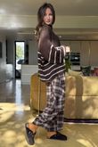Big Softie Stripe Funnel Grunge Knit Chocolate Stone